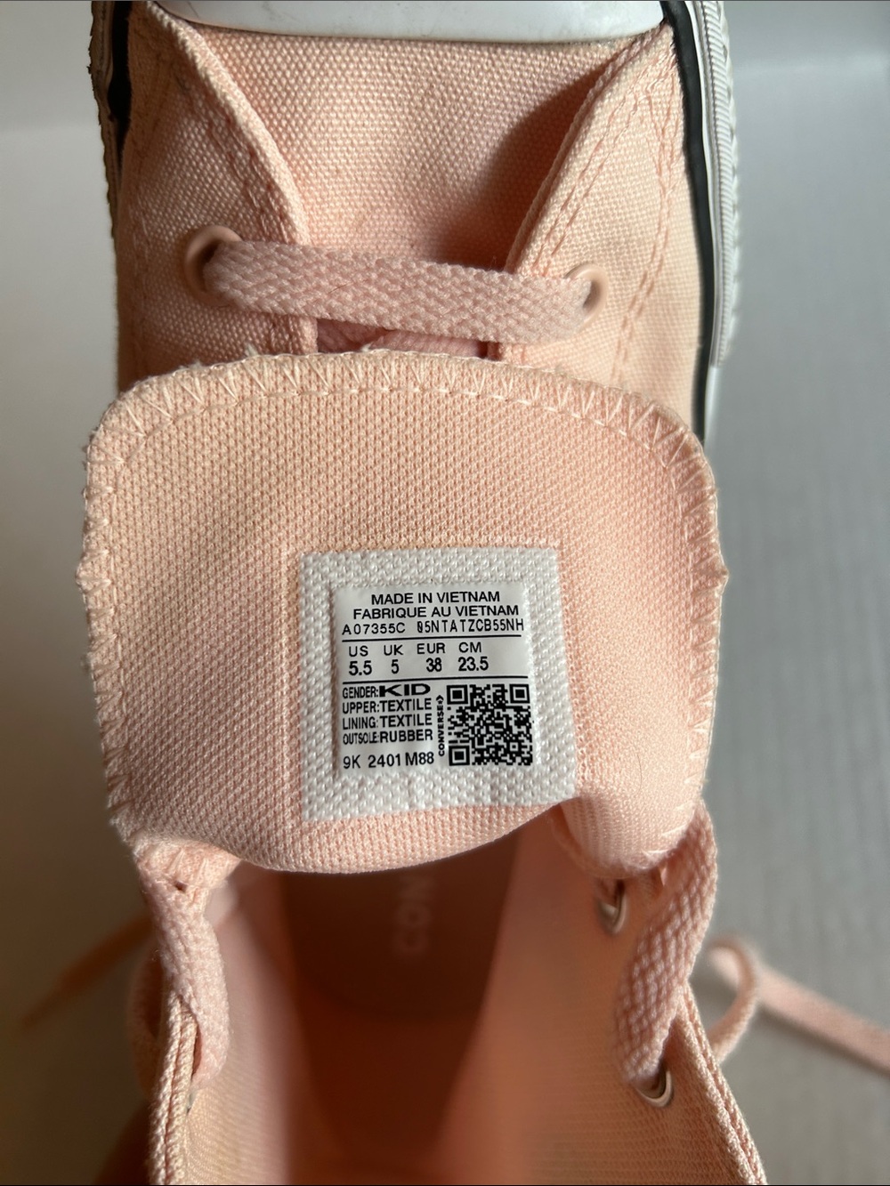 Converse High Top Sneakers in Light Pink with Butterfly Embroidery - Picture 3 of 5